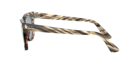 Side view of Unisex Dope Meteor Square Sunglasses Model RB2168 with grey gradient brown stripe and blue mirrored gold lenses 50 mm frame