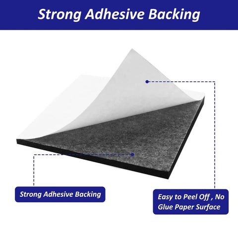 Close-up of self adhering neoprene foam padding sheets with strong adhesive backing, showing easy peel paper surface.
