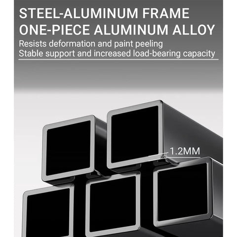 Close-up of the steel-aluminum frame and one-piece aluminum alloy showing its sturdy construction for Boss Level Six Person Modular Office Cubicle Workstation.
