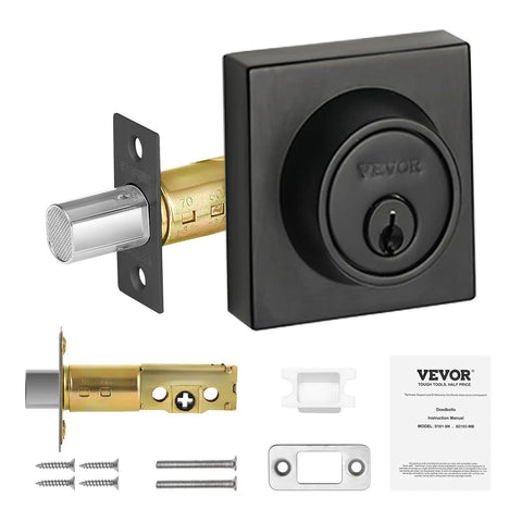 Full Metal Single Cylinder Deadbolt Lock Keyed One Side Comes With Three Heavy Duty Keys Matte Black Finish for secure entry.