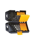 Heavy Duty High Speed Steel Brad Point Drill Bit Set For Fine Woodworking and Home Makeover Tasks in a rugged case.