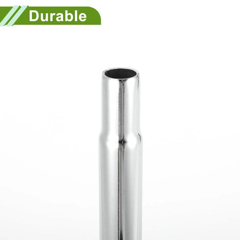 Top view of Universal 25.4x250mm Silver Tone Bike Seat Post, durable steel, easy install, fits most frames, 1 piece.