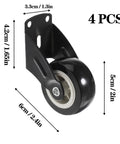 Heavy Duty 4 Pack 2 Inch Gate Wheels To Straighten Sagging Wooden Doors with black nylon casters viewed from the side.