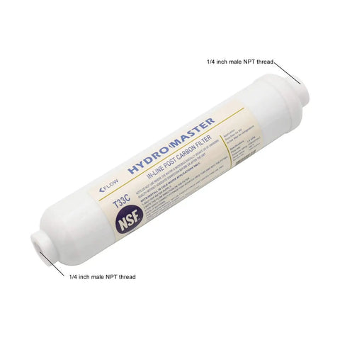 Hassle Free Inline Carbon Water Filter For Fridge Ice Makers 10 By 2 Inch Housing With Quarter Inch Female Ends pulls chlorine.