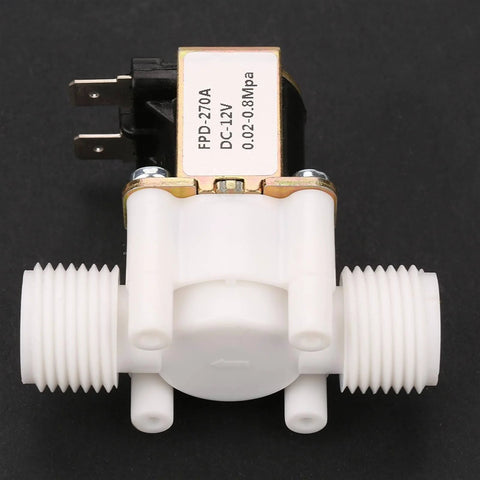 Workhorse Solenoid Water Valve 12V And 24V DC, plastic body, front view, normally closed magnetic control