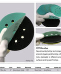 Get These 15 Green Sanding Discs For Serious Grit And Fast Deburring On Wood Metal Or Auto Surfaces With Hook Loop Backing That Stays Tight During Heavy Duty Use No More Replacing Worn-Out Discs, showing 5-inch green sanding disc with hook loop backing.