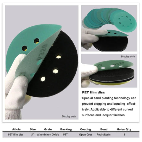 Get These 15 Green Sanding Discs For Serious Grit And Fast Deburring On Wood Metal Or Auto Surfaces With Hook Loop Backing That Stays Tight During Heavy Duty Use No More Replacing Worn-Out Discs, showing 5-inch green sanding disc with hook loop backing.