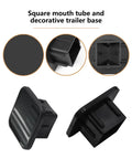 Keep The Crud Out Of Your Rig With This Rugged Square Trailer Hitch Dust Plug Cover featuring square tube design and black American flag finish.