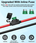 Solar Panel Connector To SAE Adapter Cable 1FT 10AWG With Fuse And Polarity Reversal For RV featuring inline fuse upgrade