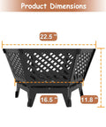 Dimensions of Twenty Two And A Half Inch Portable Hexagon Fire Pit With Travel Bag Smokeless Patented Hexagon Design Featuring Diagonal Vents