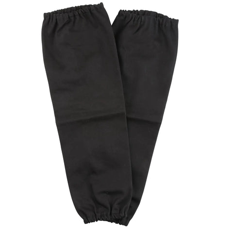 Lincoln Electric Flame Resistant Welding Sleeves Black One Size 21 Inch 9 Oz Slip On Arm Protection For Welding Spatter And Heat Shield Durable Comfort All Day, shown flat with elastic cuffs.