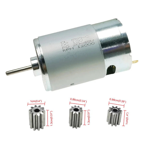 12V 550 DC Motor High Torque Drive Engine Powered Wheels Upgrade Kit For Ride On Toys Cars, 12000RPM, 3 Gear Teeth Options