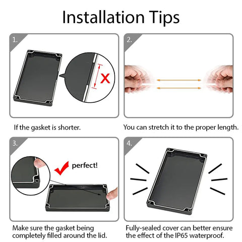 Installation tips for Solid Game Changer IP65 Waterproof Dustproof ABS Plastic Project Box For Outdoor Electronics And DIY Projects Heavy Duty Black Junction Enclosure Ready To Rig Up Pack Of Two.
