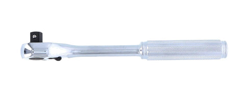 Three Eighth Inch Square Drive Ratchet Handle With 24 Teeth, Seven Point Nine Inch Long Reversible Knurl Grip Tool side view