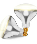250 Watt R40 Heat Lamp Bulbs Pack Of 2 Clear Incandescent Reflector Lamps With E26 Base 120V displayed on white background