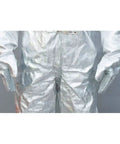 Badass Heavy Duty Heat Resistant Coveralls Featuring Aluminum Foil Thermal Radiation Protection Built For Extreme 1200 Degree Fireproof Flame Retardant Firefighter Jumpsuit with gloves.