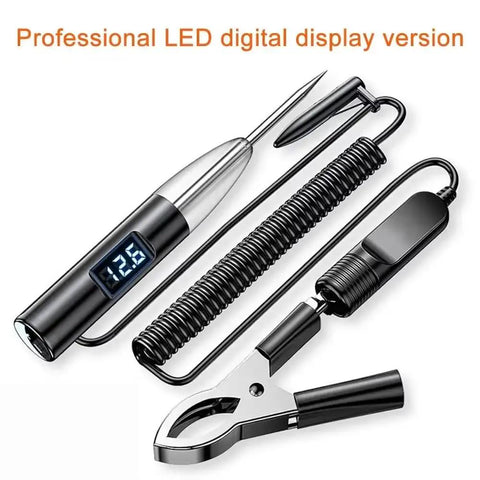 Kickass Led Circuit Tester Delivering Legit Real Time Voltage Readings With Integrated Needle Shield For Chevrolet Volt And Bolt Ev Diagnostic Work, showing probe with digital display and clamp.