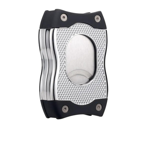 2 In 1 Cigar Cutter With V Cut And Straight Cut For Maximum Flavor Ergonomic Stainless Steel Design Black And Chrome Finish