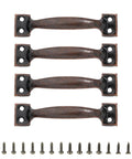 4 Pcs Bow-Shaped Barn Door Pulls And Cabinet Handles For Wood Furniture, Antique Dresser Drawer Knobs, Rustic Farmhouse Hardware, iron