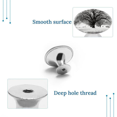Black And White Tree Round Cabinet Knob Set 2 Pack Stainless Steel Dresser Drawer Pulls Kitchen Cabinet Hardware