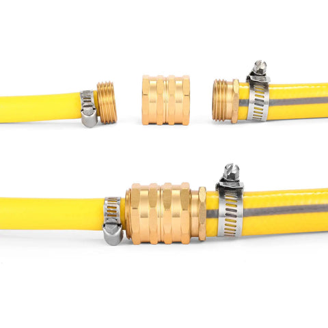 Two Pack Double Female Brass Garden Hose Adapters Three Quarter Inch Connectors With Four Extra Washers Hose To Hose Swivel Fittings