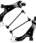 Chevy Equinox And GMC Terrain Front Lower Control Arms With Ball Joints Kit For 2010-2017 Includes Driver And Passenger Side Arms Plus Sway Bar End Links 4 Piece Suspension Replacement, black steel