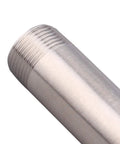 Close-up of Three Quarter Inch NPT Male Stainless Steel Pipe Nipple, 304 Grade, Six Inch Length, corrosion resistant fitting