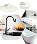 Six Slick Rubber Sink Drain Plug With Quick Pull Grip Ring Brings Six Breezy Universal Sizes To Fit Kitchen Bathroom Bathtub Laundry Sink And Pool Maintenance No Sweat In Sharp White Tone on various sinks.
