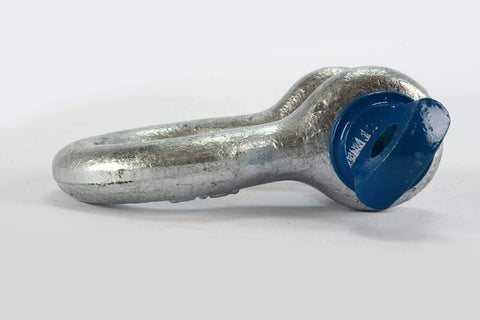 Close-up of 2 Ton D Ring Bow Shackle with Screw Pin Clevis Half Inch Pin Forged Steel Hot Dip Galvanized Finish for Rigging