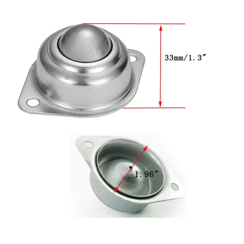 6 Pcs One Inch Flange Mount Ball Transfer Bearings with True 360 Degree Swivel Action Heavy Carbon Steel Build, 1.3" diameter.