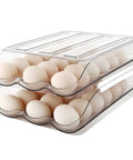 Egg Holder For Fridge Auto Rolling Dispenser Two Layer Large Capacity Refrigerator Organizer With Clear Lid holding eggs