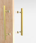Titanium Gold Square Barn Door Handles Set Long Pull Push Double Sided For French Style Doors 12 To 59 Inch Fits Three Quarter