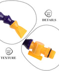 Close-up of Flexible Coolant Hose With Adjustable Switch And Half Inch Threaded Round Nozzle details and texture showing connection points.