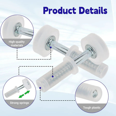 Close-up of Six Pack Bi-Fold Top Roller Guide Wheels featuring 7/8 inch heavy duty nylon rollers with carbon steel springs.