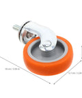 4pcs Inch TPR Swivel Caster Wheels with Brake, M8 Post showing an orange rubber wheel with a silver swivel mount and dimensions.