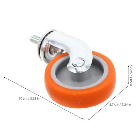 4pcs Inch TPR Swivel Caster Wheels with Brake, M8 Post showing an orange rubber wheel with a silver swivel mount and dimensions.