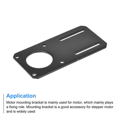 Heavy Duty Nema 23 Stepper Motor Mount Bracket 132x65mm Holder For NEMA 23 Motors 3mm Steel Plate With Welded Side Bars Easy Install Rock Solid Mounting For Precision CNC And 3D Printer Drives, angled view