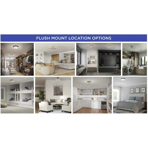 Various rooms featuring the 18 Inch LED Oval Flush Mount Ceiling Light with One Light, Dimmable to 10 Percent, 120V AC