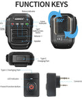 Wireless Handheld Speaker Mic for Baofeng 2 Pin Walkie Talkie detailing buttons and ports, includes Type-C charging port.