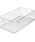 No Sweat Big League Heavy Duty Clear Stackable Extra Long Plastic Storage Bin For Nifty Pantry Setup and Smooth Cabinet Shelving - transparent organizer.