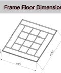 Diagram of stainless steel frame floor for 10x12 foot outdoor storage shed, 9.6 by 11.7 feet, sturdy and weather-resistant.