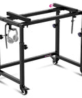 Adjustable Keyboard Stand For 49 54 61 88 Key Pianos And Synths Rolling Studio Desk with wheels and headphone hook