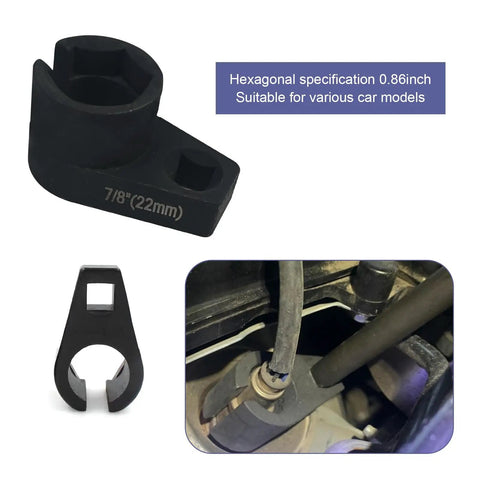 Offset Oxygen Sensor Socket 3/8 Drive 7/8 Inch 22mm 6-Point O2 Sensor Wrench Tool Protect Wires During Install Universal Fit