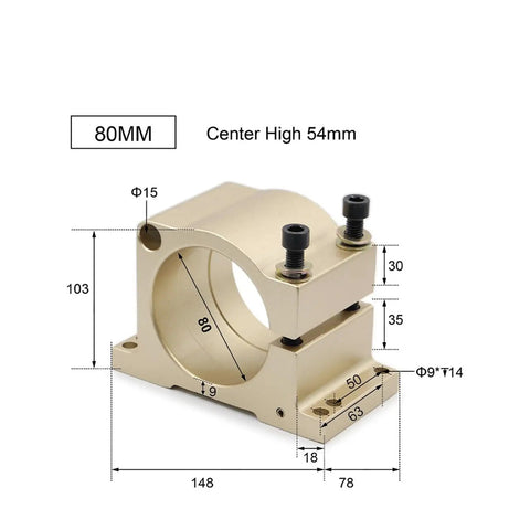 Spindle Motor Clamp Mount Bracket For CNC Machines 65mm 80mm 85mm 100mm 105mm With 100mm Handle Securely Fixes Workpieces For Precise Stable Machining And Easy Tool Setup, 80mm clamp view
