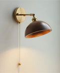 Walnut 1 Light Wall Sconce With Adjustable Swivel Arm And Hanging Chain Switch Modern Bedroom Bedside Lamp Wall Mounted Durable