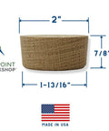 2 Inch American White Oak Wood Bourbon Barrel Bung Plug For Wine And Whiskey Barrels, side view with dimensions, made in USA
