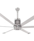 84 Inch Smart Outdoor Ceiling Fan With Wifi App Control And SenseMe Tech For Next Level Backyard Vibes Super High Velocity Modern Design In Refined Brushed Aluminum Frame with sleek blades.
