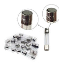 Close-up of 5x20mm glass fuses from Inline Screw Type 16 AWG Fuse Holder Kit With 10 Pieces And 100 Pieces For Automotive Projects.