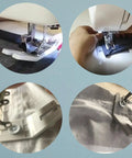 Two Piece Hump Jumper Sewing Tools Set For Quilting And Hemming in use with sewing machine on fabric