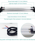 Image of Explosion Proof Work Light 12W 120V IP66 Waterproof and Dustproof for Industrial Workshop and Garage Use Double Row LED 1200Lm Built To Last Oil Resistant No Flicker Heat Safe CNC Machine Lamp with dimensions and close-up details.